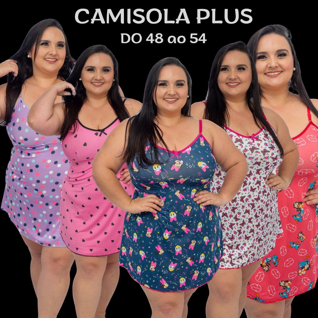 Camisola Plus Size Vestido de Dormir Extra Grande Camisola XGG Camisola Sexy Plus