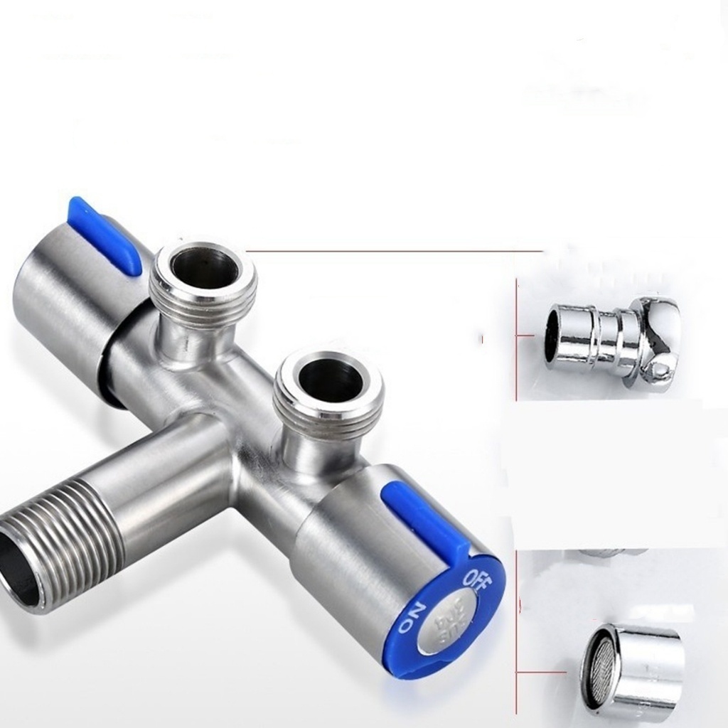 2 KIT Válvula De Saída Dupla Para Torneira, Cozinha, Banheiro, Cor Prata em Oferta na Shopee