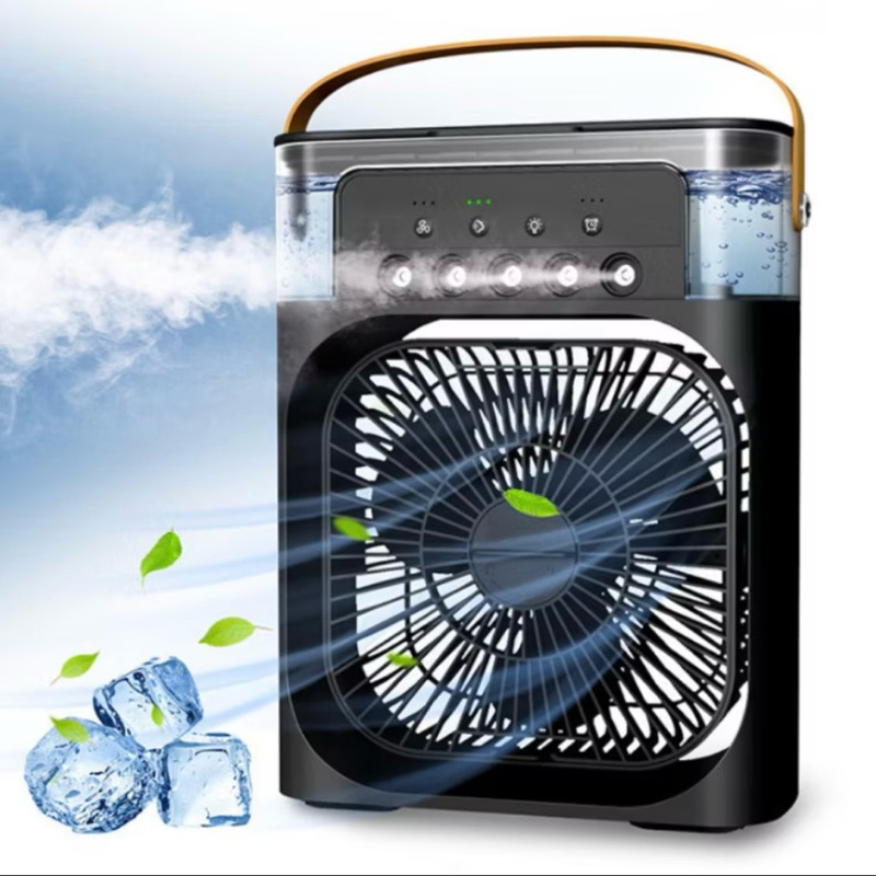 Mini Ar Condicionado Climatizador Umidificador Ventilador Portátil USB Led Quarto Sala Escritório Mesa Reservatório 600ml Alça