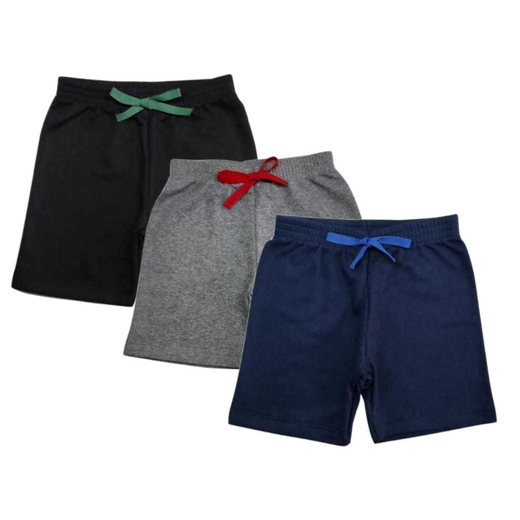Kit 3 Bermudas Básicas Masculino Infantil Juvenil Shorts Menino Tamanhos 1 ao 16