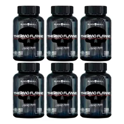 Kit 6x Termogênico Thermo Flame - 120 Tabletes cada - Caveira Preta / Black Skull