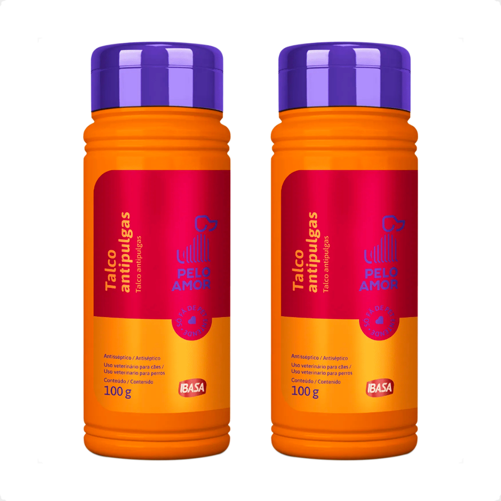 Kit 2 Talco Anti Pulgas Ibasa para Cães - 100 g