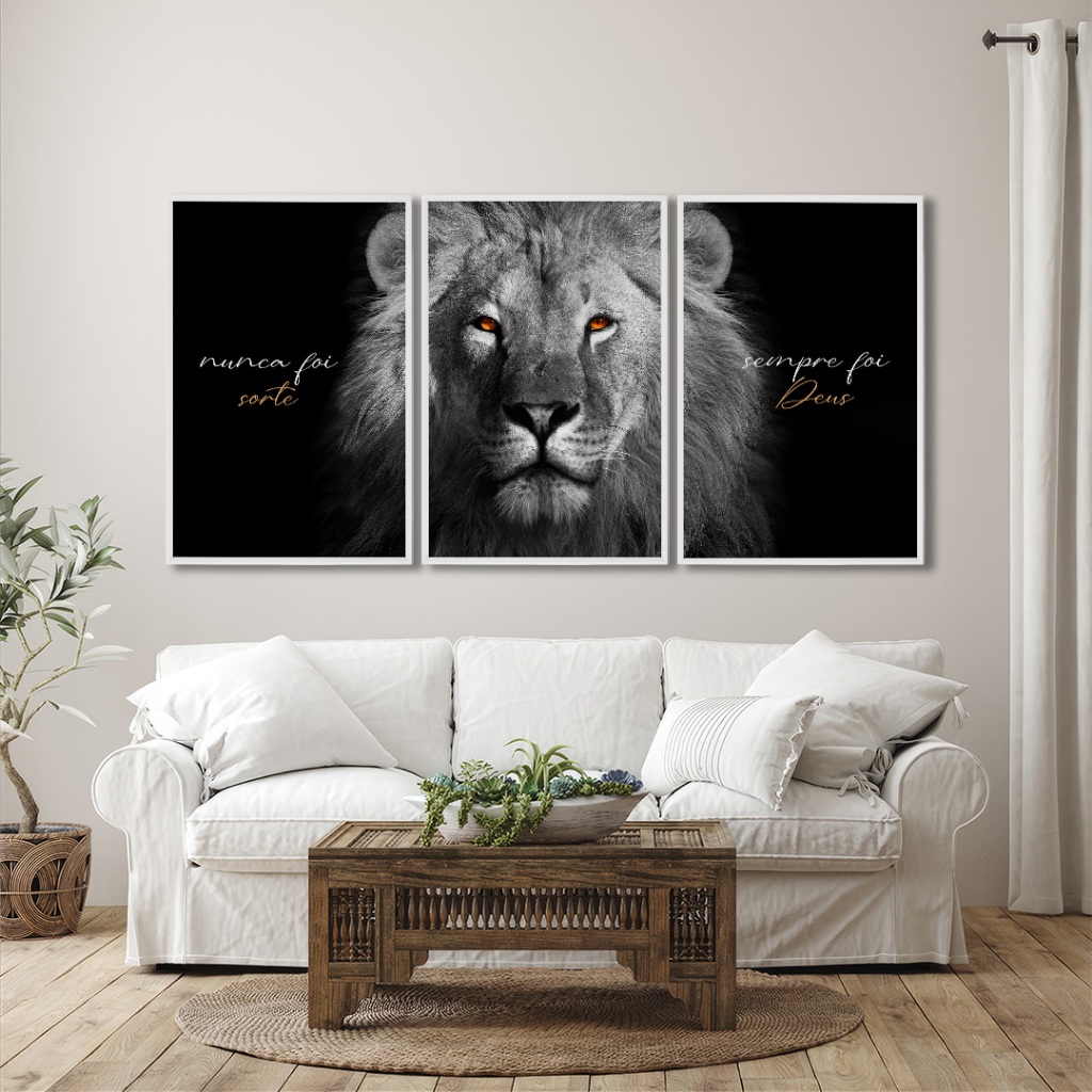 Quadro Decorativo Nuca foi Sorte Sempre Foi Deus Moldura Branca Com Vidro 50x75 em Oferta na Shopee