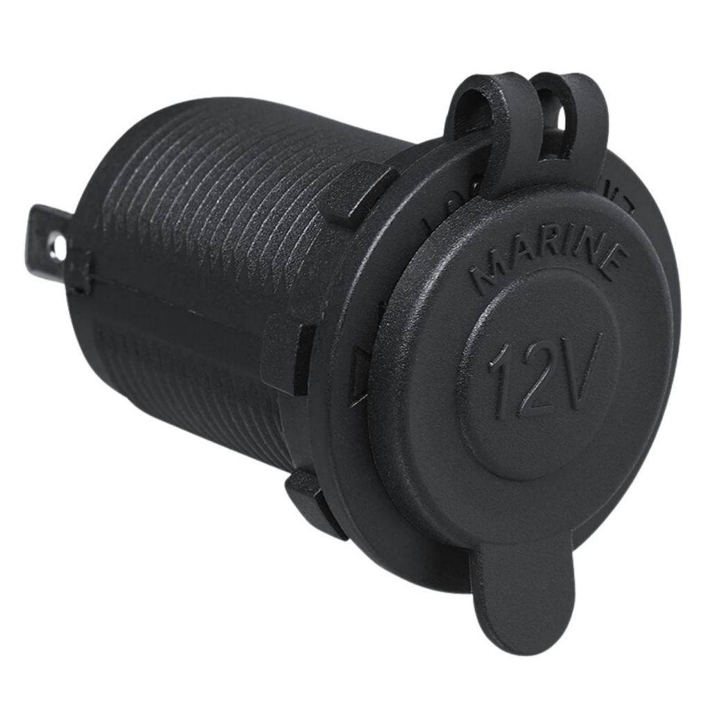 Tomada Redonda 12 E 24V  Com Acendedor Isqueiro Universal Barcos Motos Carro