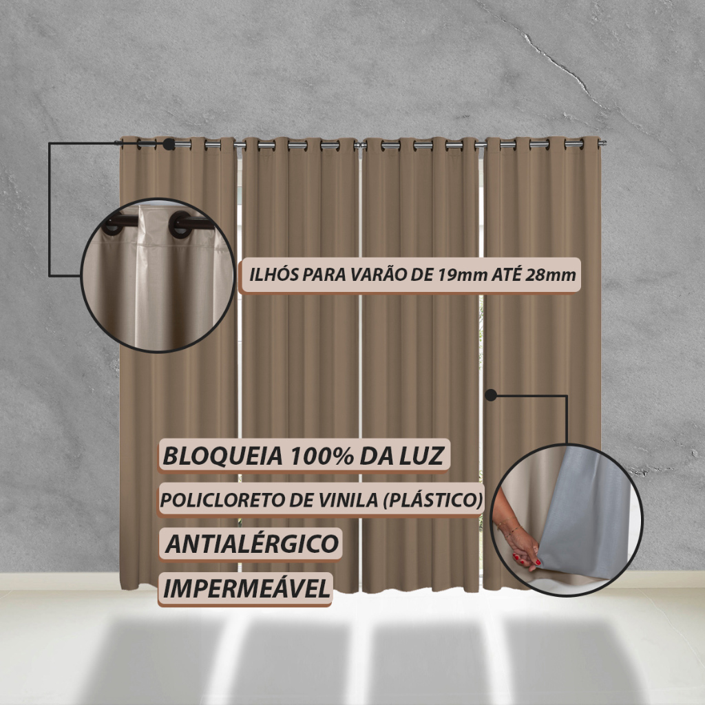 Cortina de PVC Blackout 5.60m x2,80m Corta Luz