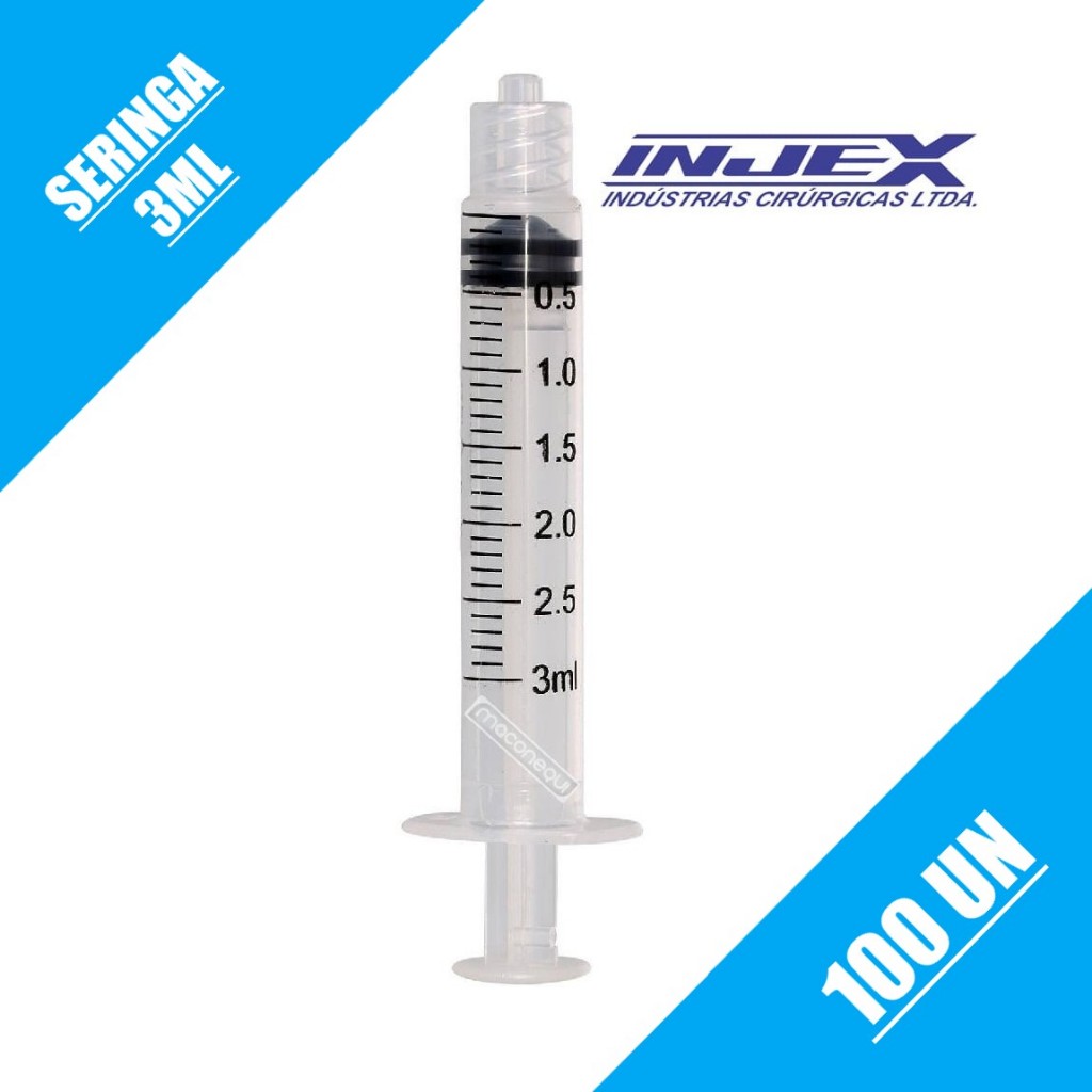SERINGA 3ML LUER LOCK (BICO ROSCA) SEM AGULHA - 100UN em Oferta na Shopee