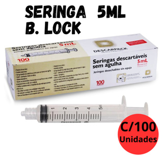 SERINGA DESCARTÁVEL 5ML BICO ROSCA LUER LOCK CAIXA COM 100UN em Oferta na Shopee