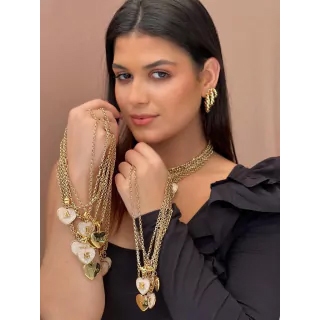 Colar moda Cordão Corrente Feminino Com Pingente Letra Do Nome do "A"até"Z" Banhado a ouro18k