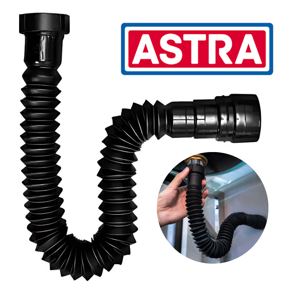 Sifão Sanfonado Preto Ajustável Extensivo Flexível Pia Banheiro Cozinha Black - Astra