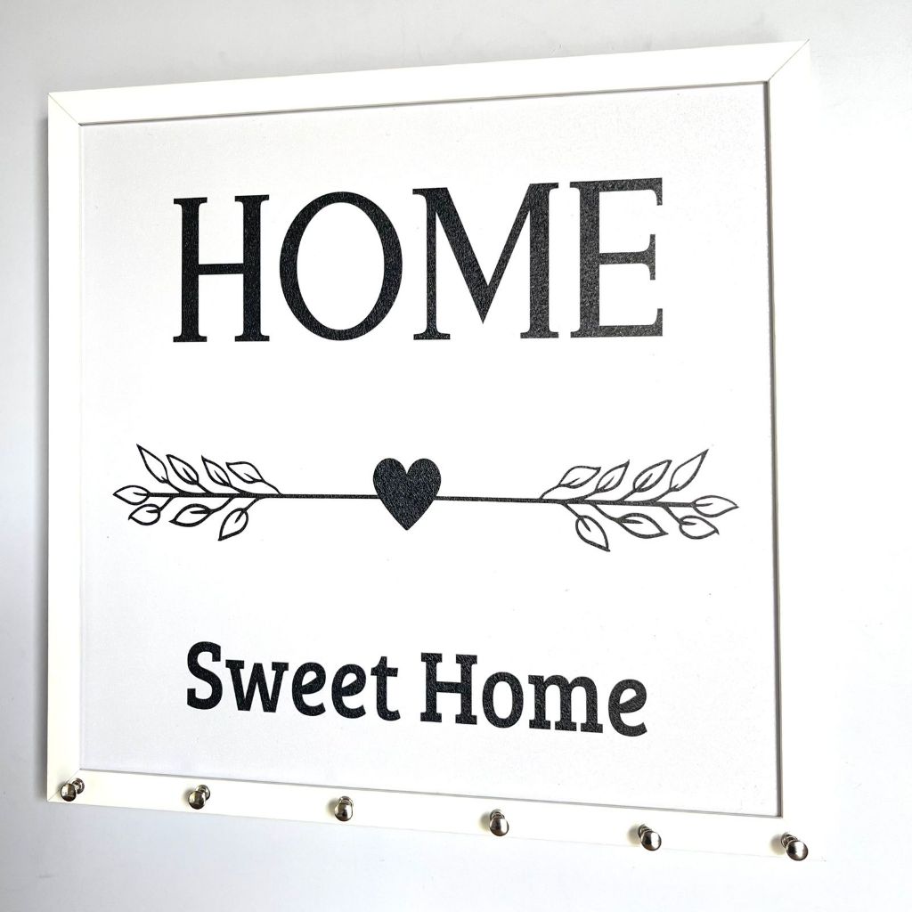 Quadro decorativo cobre caixa de luz com moldura PORTA CHAVES 43x43 HOME SWEET HOME fexa sala/cozinha/decoração/parede