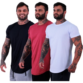 Kit 3 Camisetas Longlines MXD Conceito Estampa Lisas Casual Fitness Coloridas em Oferta na Shopee