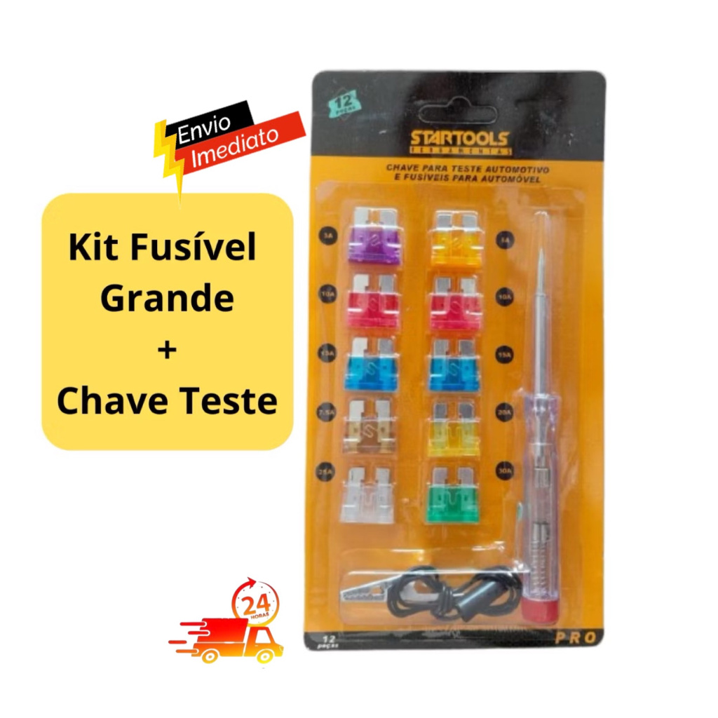 Kit Fusível Automotivo Chave Teste Garra Jacaré Universal em Oferta na Shopee