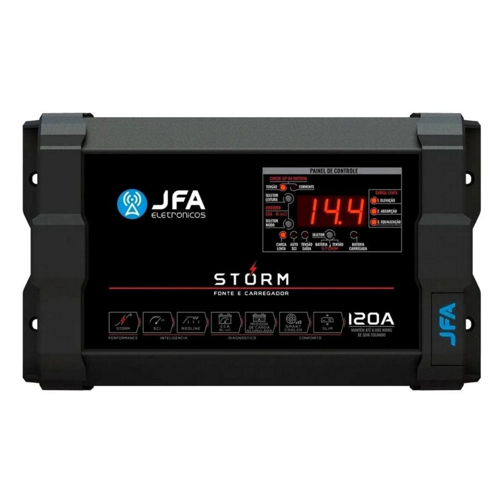 Fonte Automotiva JFA Storm 120A Bivolt Voltímetro Amperímetro Diagnóstico de Bateria em Oferta na Shopee