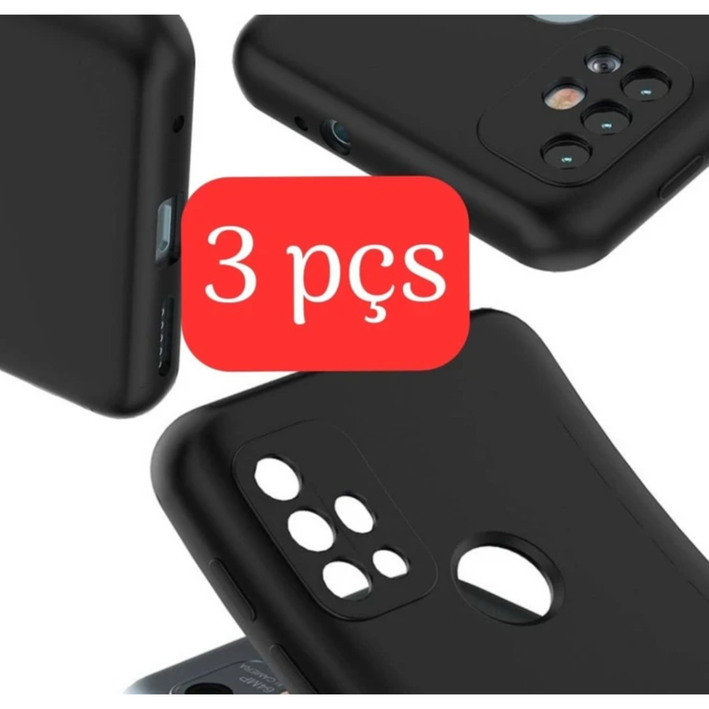 Kit 3 Capas Capinha de Silicone Samsung A55/A54/A10s/A12/A14/A15/A56/A57/A16/A17/A05/A06/A07/S23 Fe/S21 Fe/S20 Fe/A30s