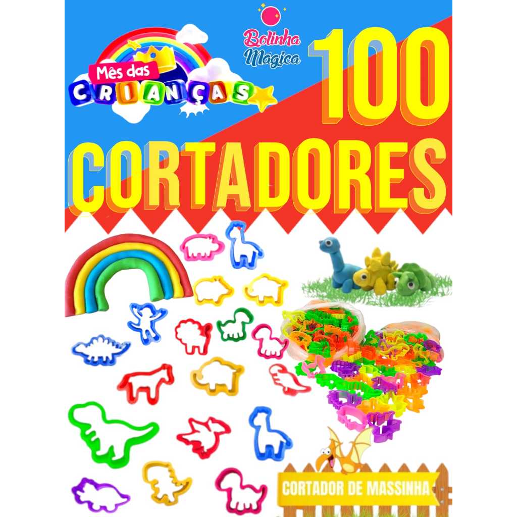 100 Cortadores de Massinha Forminha Neon Dinossauro Safari Lembrancinha Infantil Aniversario Prenda em Oferta na Shopee