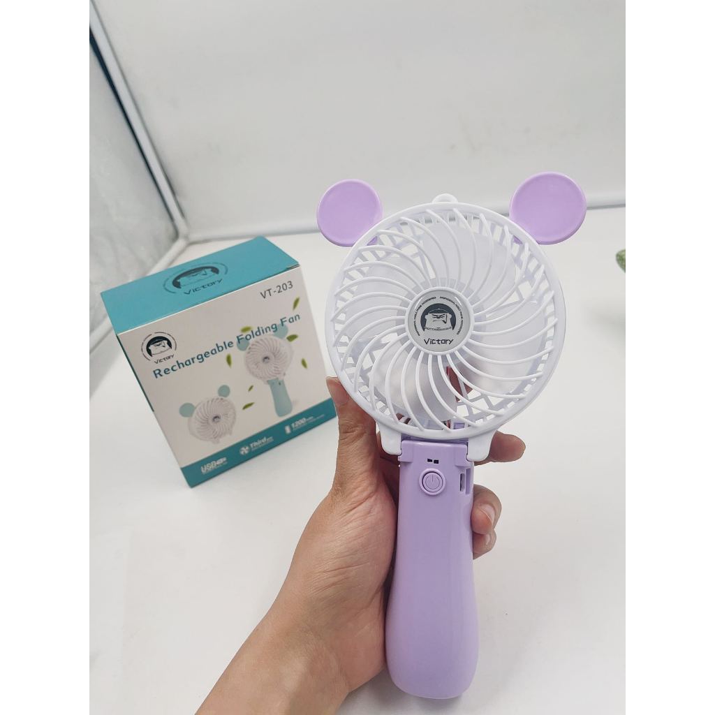 Ventilador com suporte Portátil Mini De Mão Mesa  Recarregavel Usb VT-203H/M