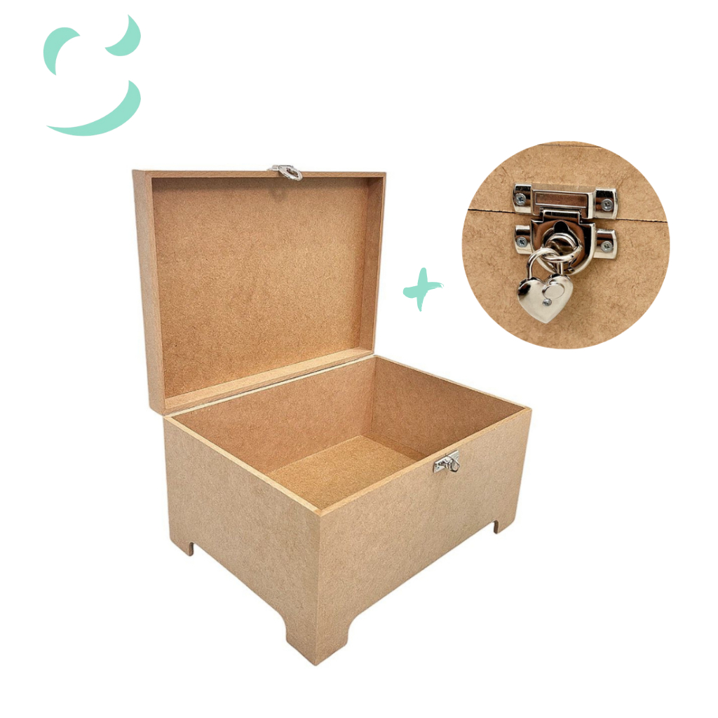 bau caixa organizador mdf grande com fecho para cadeado com brinde cadeado em Oferta na Shopee