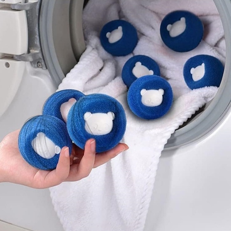 Conjunto 4 Esferas Para Maquina De Lavar 5cm Coletor De Pelo Ursinho Removedor Reutilizável Multiuso