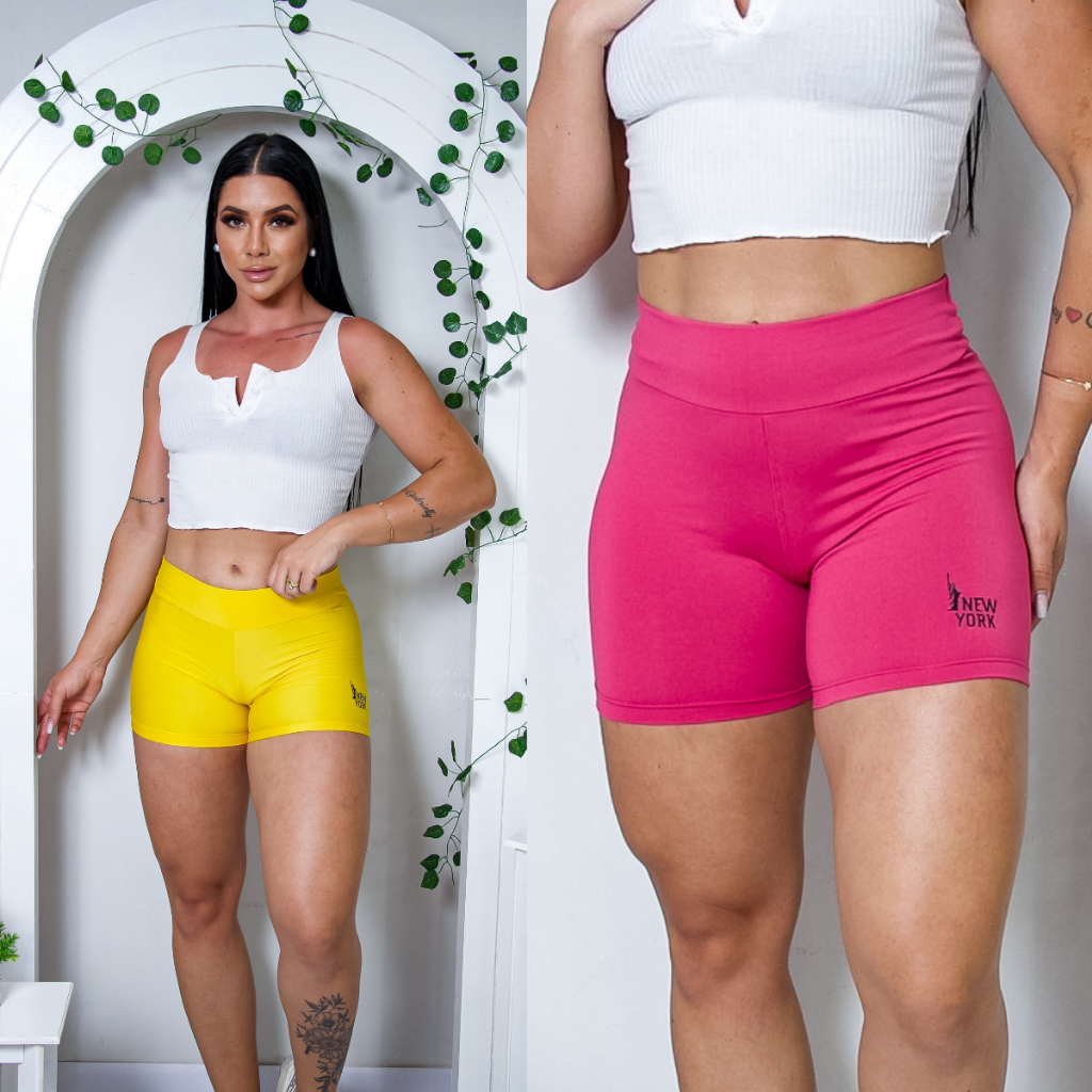Kit 02 Shorts Legging Curto Ginástica Suplex Shortinho Academia Casual  Caminhada  Zero Transparência do P- G4 Plus Size