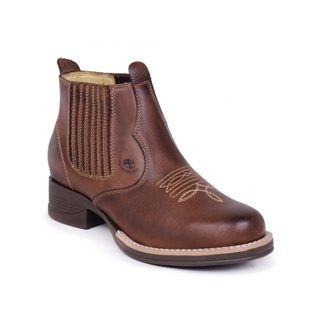 Botina Masculina Bota Country Couro Legítimo Bico Redondo em Oferta na Shopee