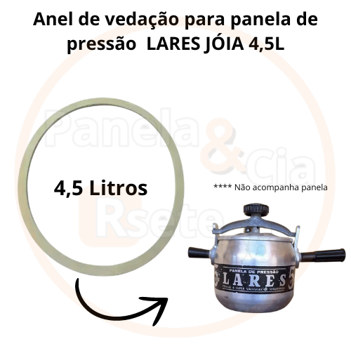 Anel de vedação (borracha ) para panela de pressão LARES JÓIA 4,5 Litros - não acompanha panela