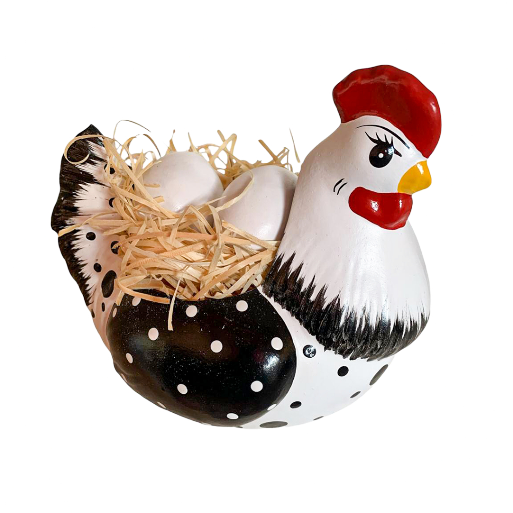 Enfeite Cozinha Formato de Galinha com ovos Decoração em Cerâmica Ambientes