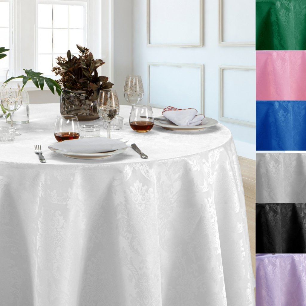 Toalha de Mesa Jacquard 2,80M Redonda Buffet Gigante Para Casamento Luxo Formatura Tecido Original