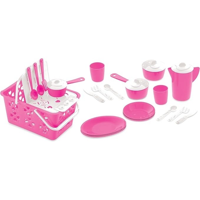 Cesta Kit Cozinha 19 Acessórios Brinquedo Panelinha Talheres Brinquedo Infantil