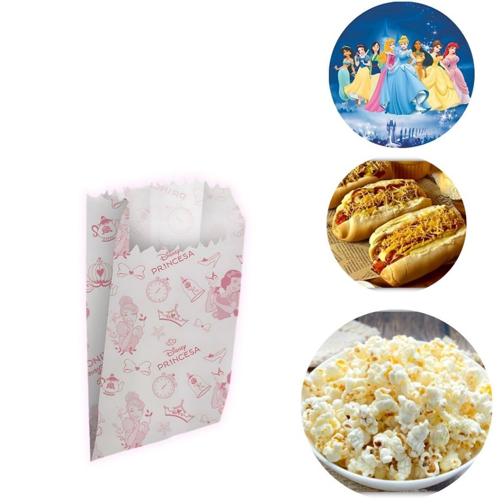 50~250 SACO DE PIPOCA HOT DOG PRINCESAS DISNEY  Regina - Stationery