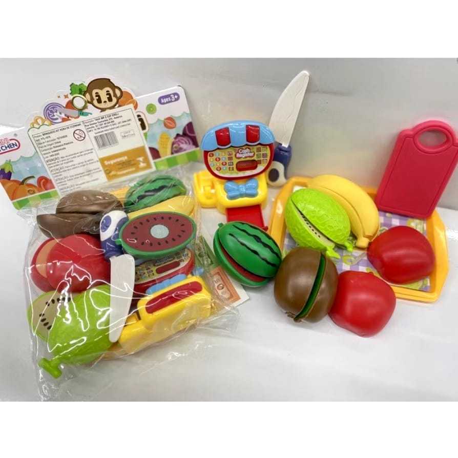 Kit Comidinha Mercadinho Infantil Frutinha Fruta Velcro Crec Crec Cortar Cozinha Lanchinho Brinquedos Educativo em Oferta na Shopee