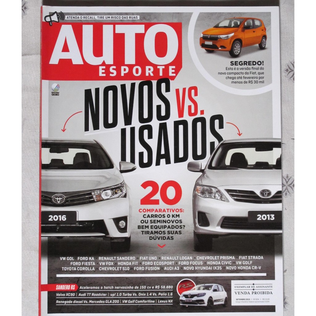 Revista Auto esporte - Novos vs. Usados - N°604