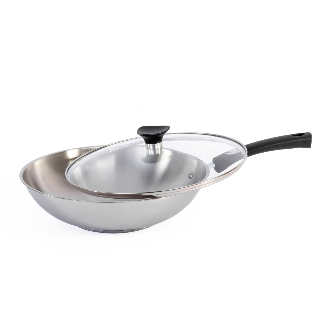 Panela Wok Tramontina Em Aço Inox Fundo Triplo 28cm Indução Com Tampa - Home & Living