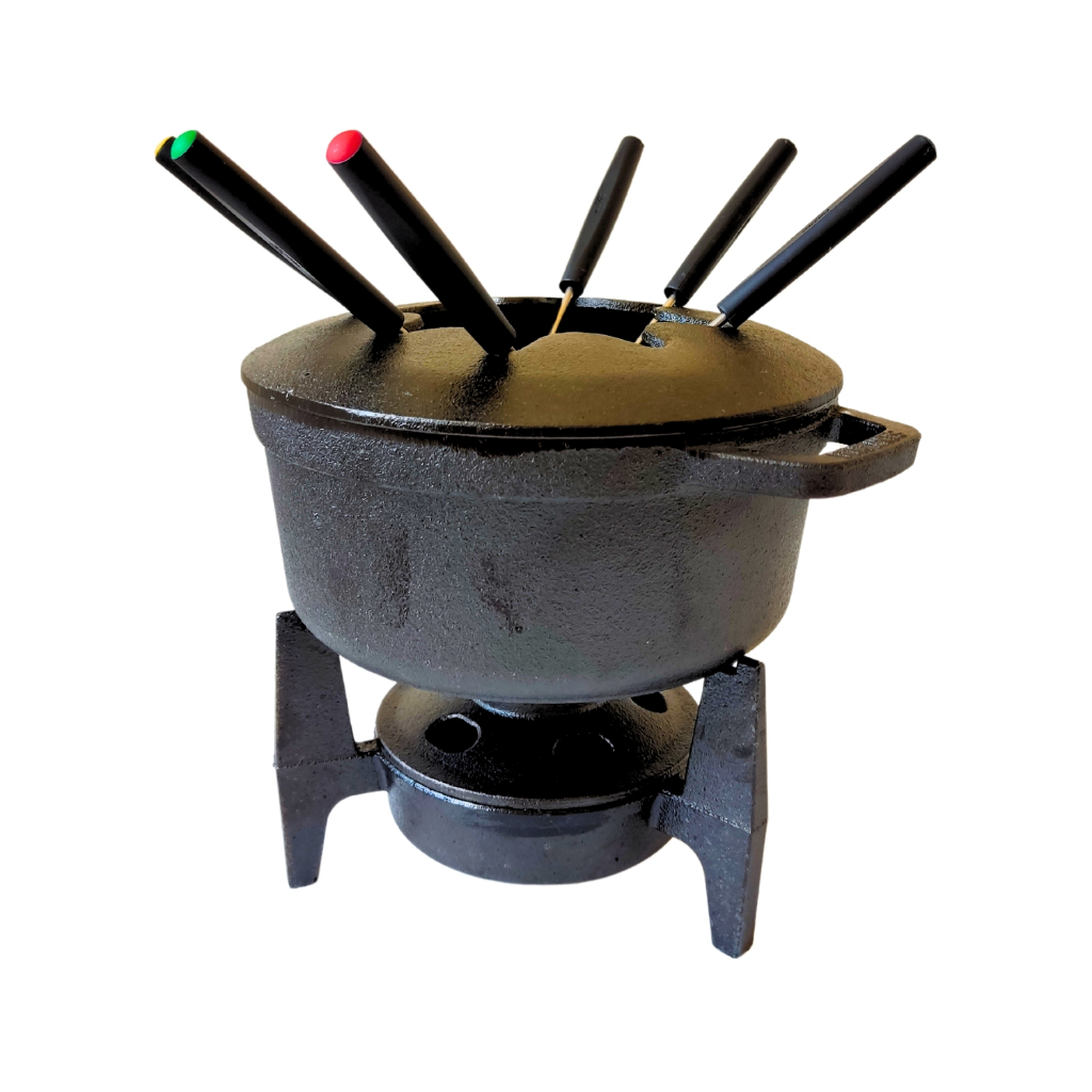 Fondue Completo Chocolate Queijo Ferro Fundido C/ Fogareiro Rechaud