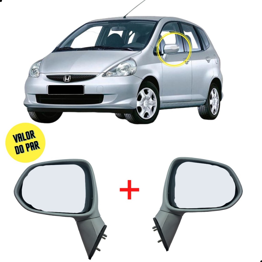 Par Retrovisor Honda Fit 2003 2004 2005 2006 2007 2008 Fixo