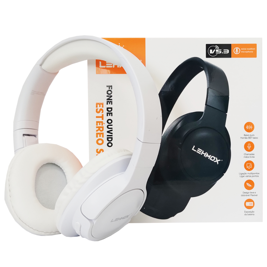 Fone de Ouvido Bluetooth Sem Fio Headphones Original Lehmox - Audio