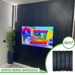 Kit 4m² Ripado BOLD Preto 30x30 - 44 peças | Anti-impacto | Autocolante