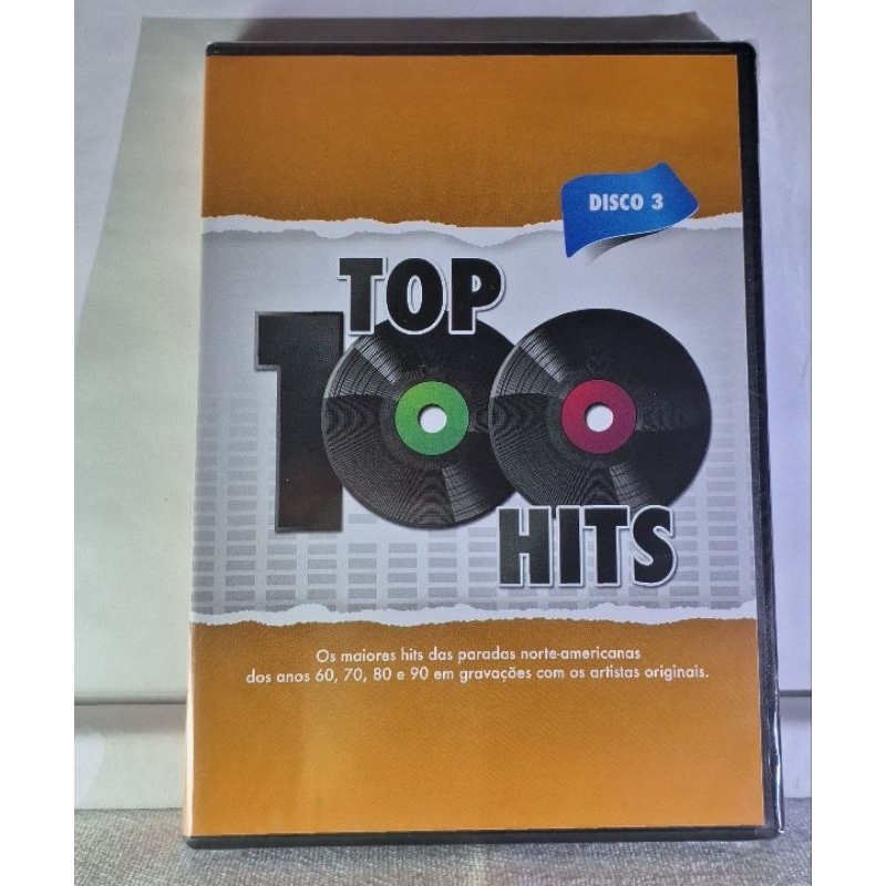DVD  - Top Hits 100, disco 3, os maiores hits dos anos 60,70,80 e 90, original novo lacrado.