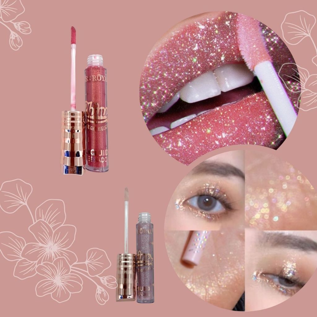 Batom Lip 2 em 1: Gloss e Sombra - 6 Cores Translúcidas com Glitter