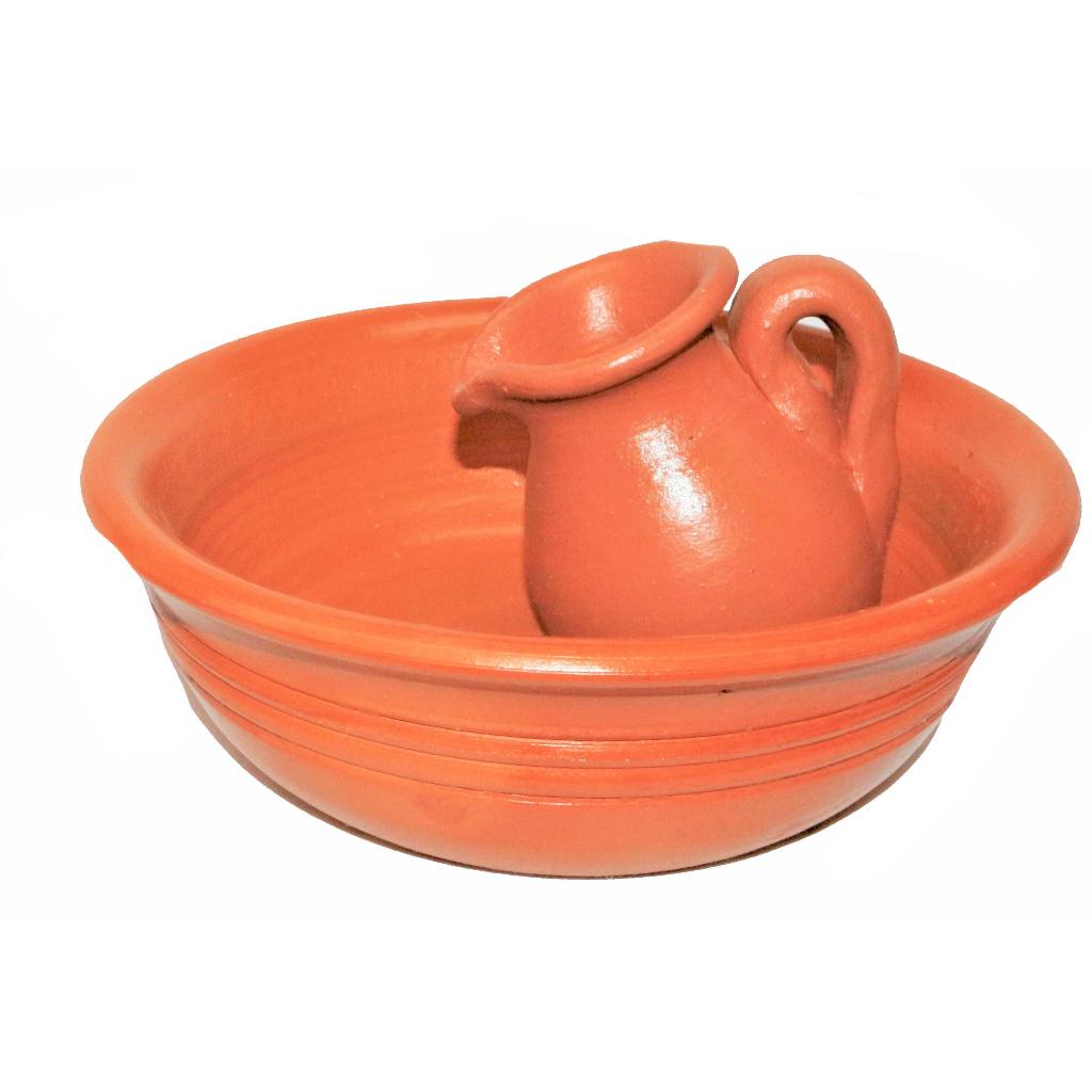 Kit Bacia E Jarro Vaso De Barro  Decoração Casa/igreja