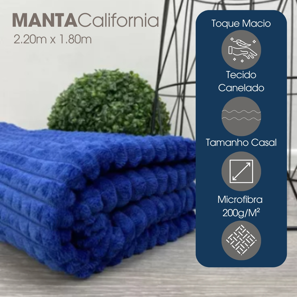 Cobertor Manta Casal Soft Canelada Premium California