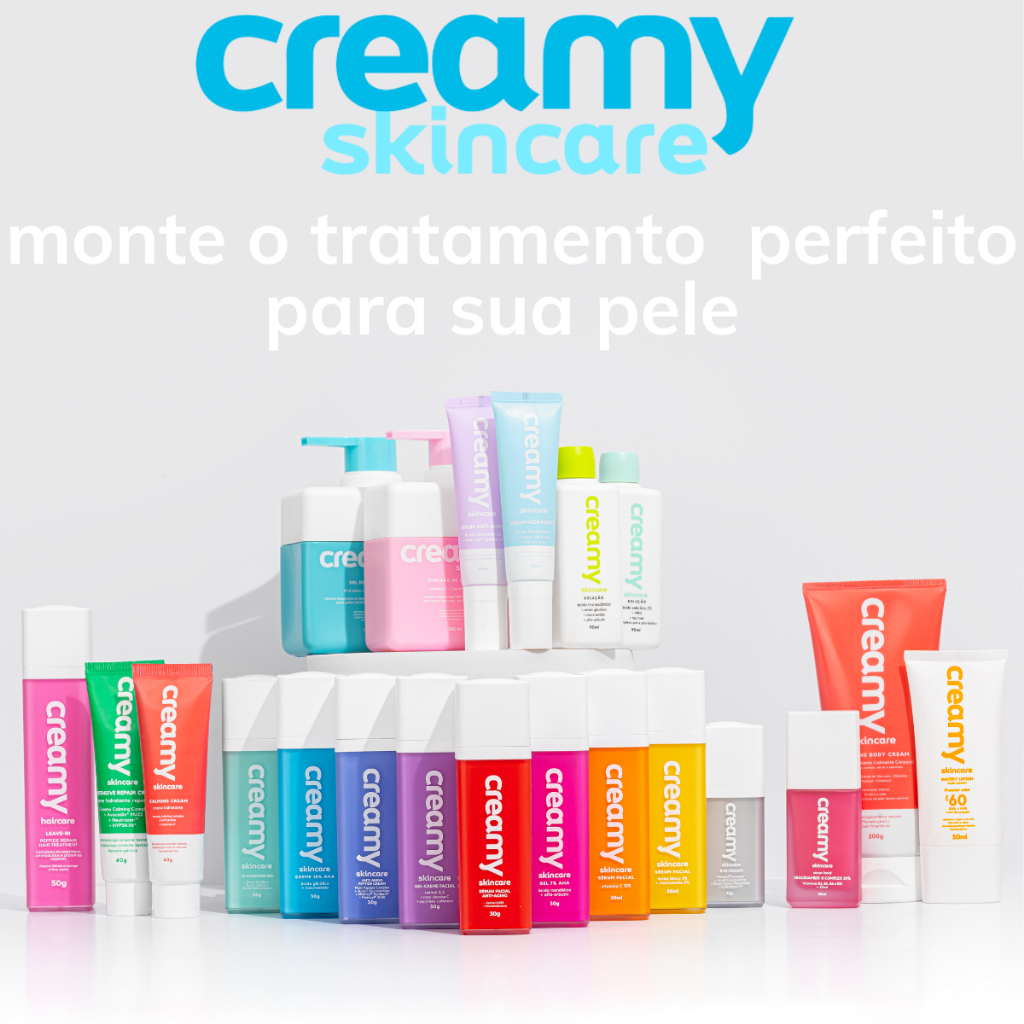 CREAMY SKINCARE MANDELICO, GLICOLICO, VITAMINA C, CALMING CREAM, RETINOL, MONTE SUA ROTINA DE SKIN CARE