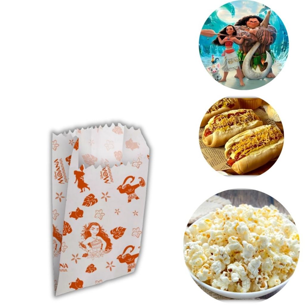 50 ~ 250 SACO DE PIPOCA HOT DOG FESTA MOANA Regina