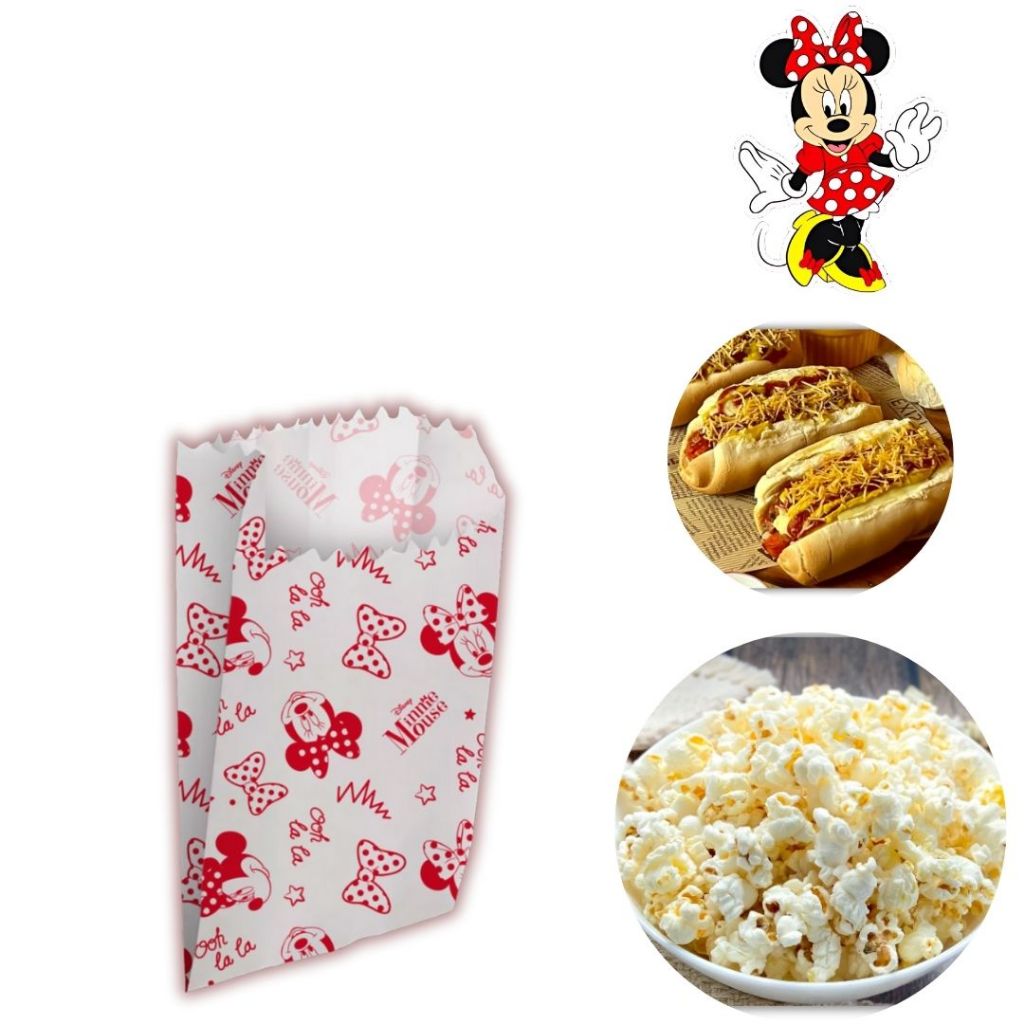 50~250 SACO DE PIPOCA HOT DOG  MINNIE MOUSE  Regina