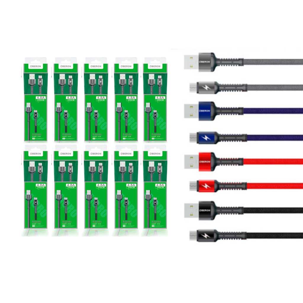 Kit 10x a 50x Unidades Cabo Carregador USB x V8/IOS/Tipo C 1 Metro para Celular OBERON em Atacado