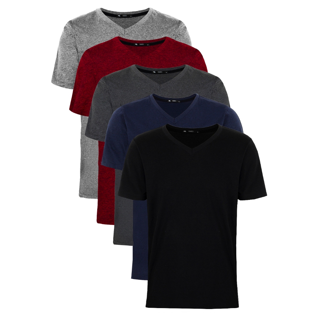 Kit C/5 Un Camisa Blusa Camiseta Masculina Gola V Basicas em Oferta na Shopee