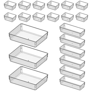 Kit Organizadores Acrílico Cristal Modular Para Geladeiras Gavetas e Maquiagens