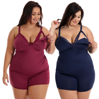 Kit 2 Baby Doll Amamentação Plus Size Pós Parto Gestante Grávida em Oferta na Shopee