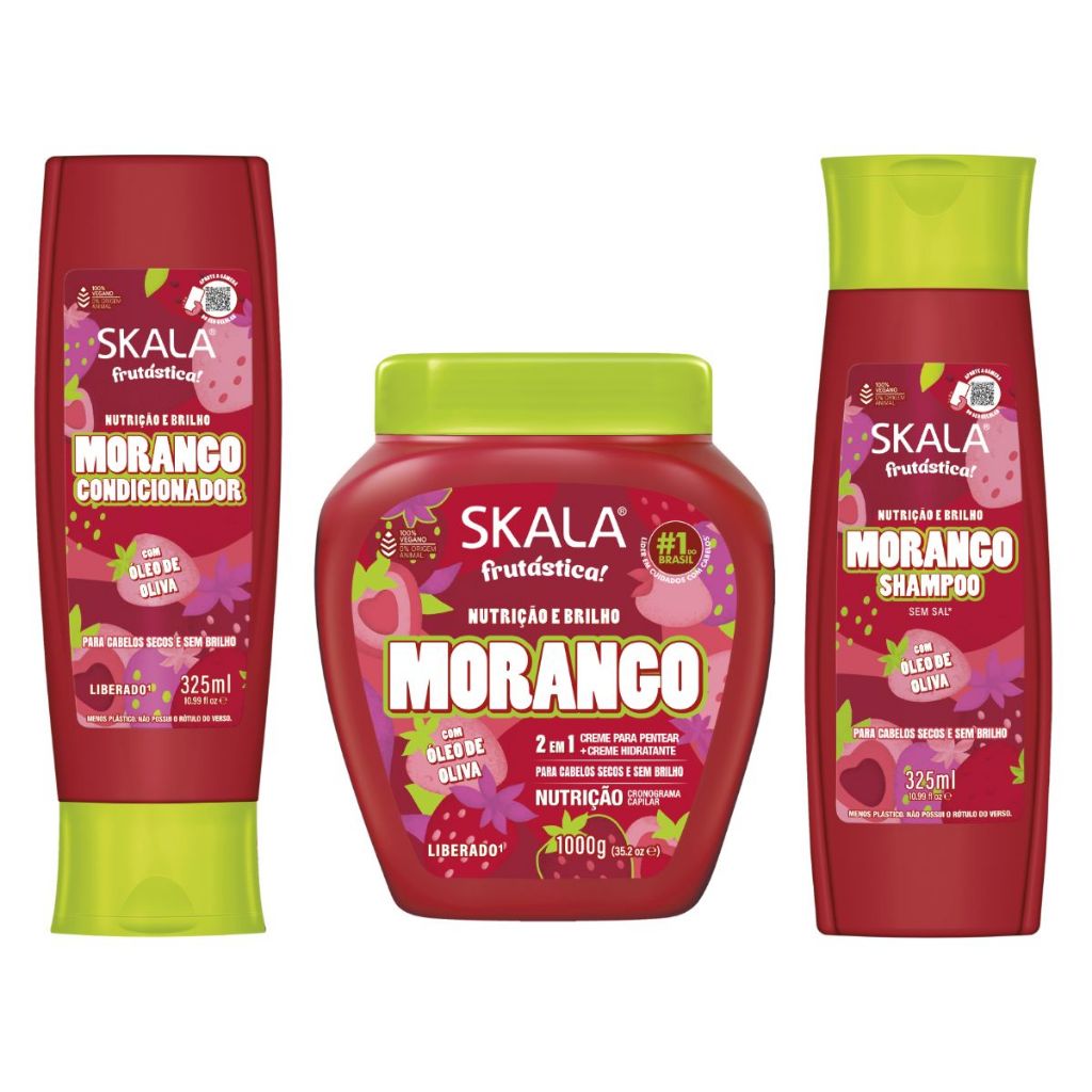 Kit Completo Skala Frutástica Morango Shampoo e Cond 325ml + Creme de Tratamento 1kg em Oferta na Shopee