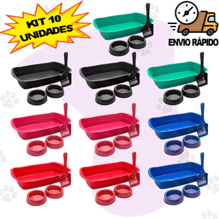 Kit 10 Bandeja Para Gatos Caixa de Areia para Gatos Pá Higiênica Comedouro bebedouro Para Gatos
