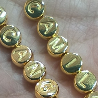 Miçangas de Letras Dourada TIPO PREMIUM REDONDA 100/ 200/ 300Ps p fazer ulseira Tamanho 7mm Artesanato DIY em Oferta na Shopee